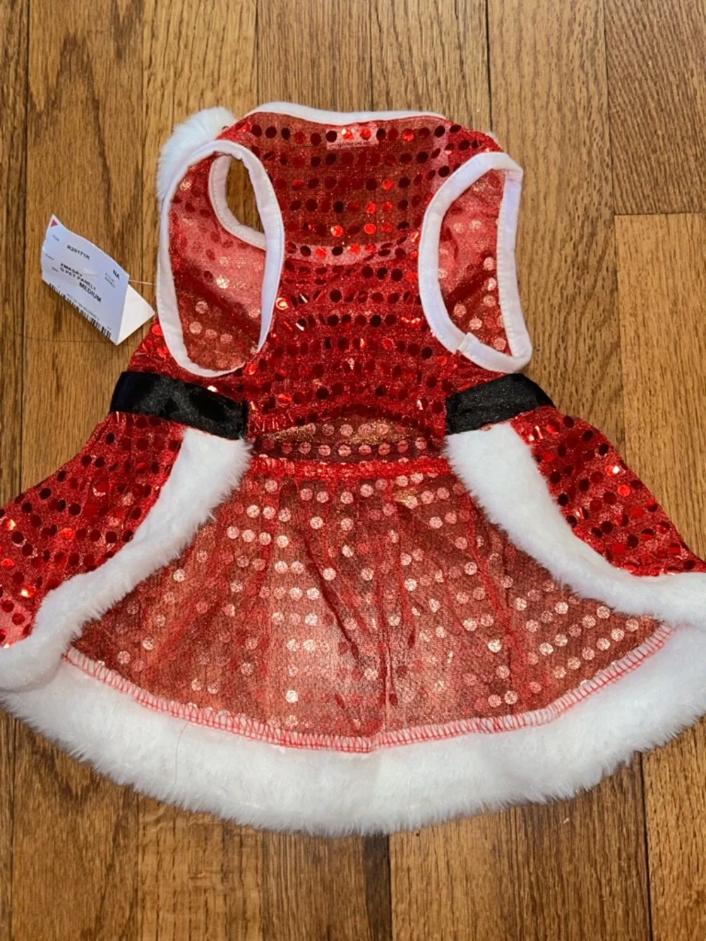 Small Dog Red Sequin Holiday Dress with Gold Bow NWT - Medium